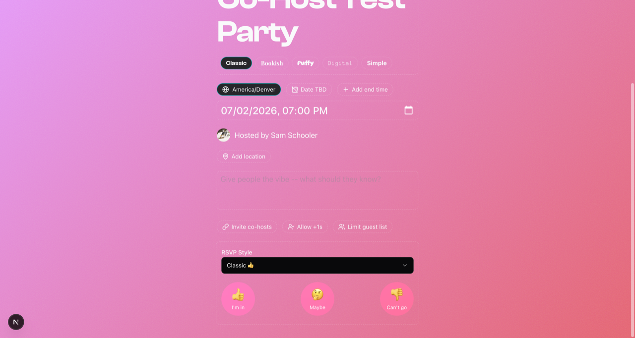 The Invite co-hosts button in the editor
