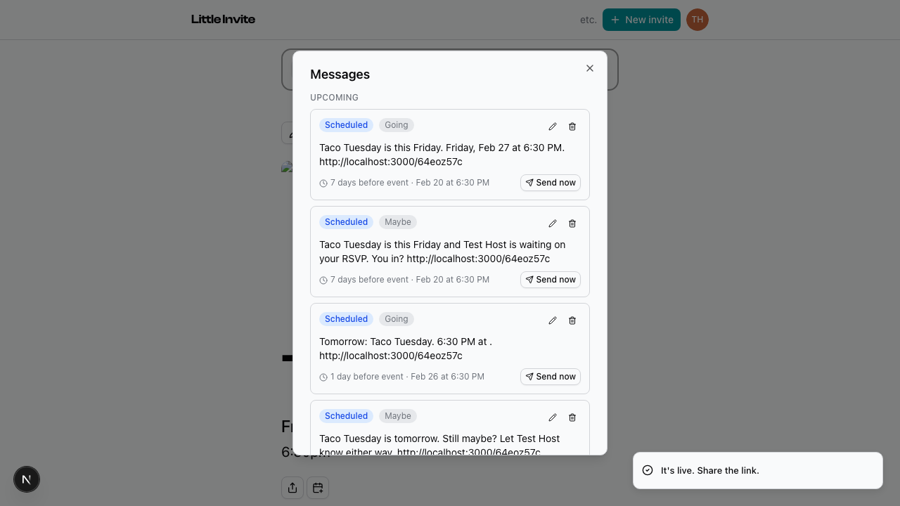 Messages panel