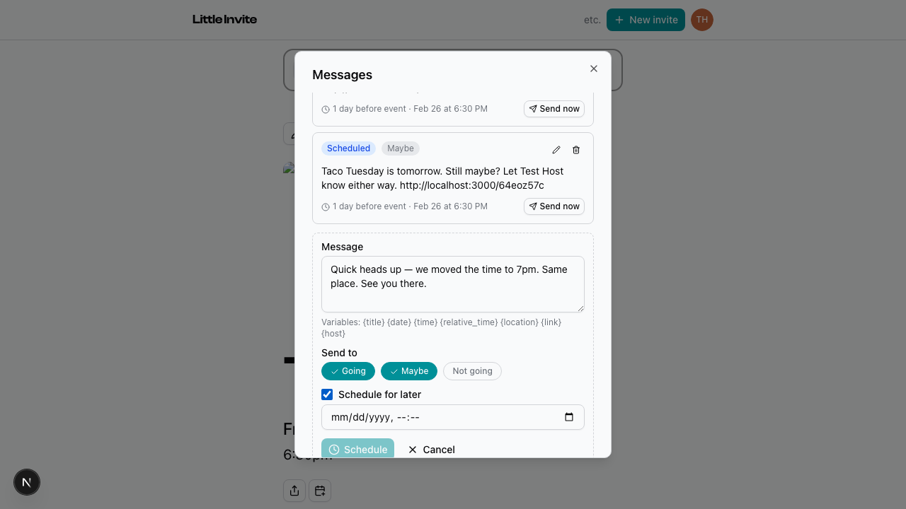 Schedule a message